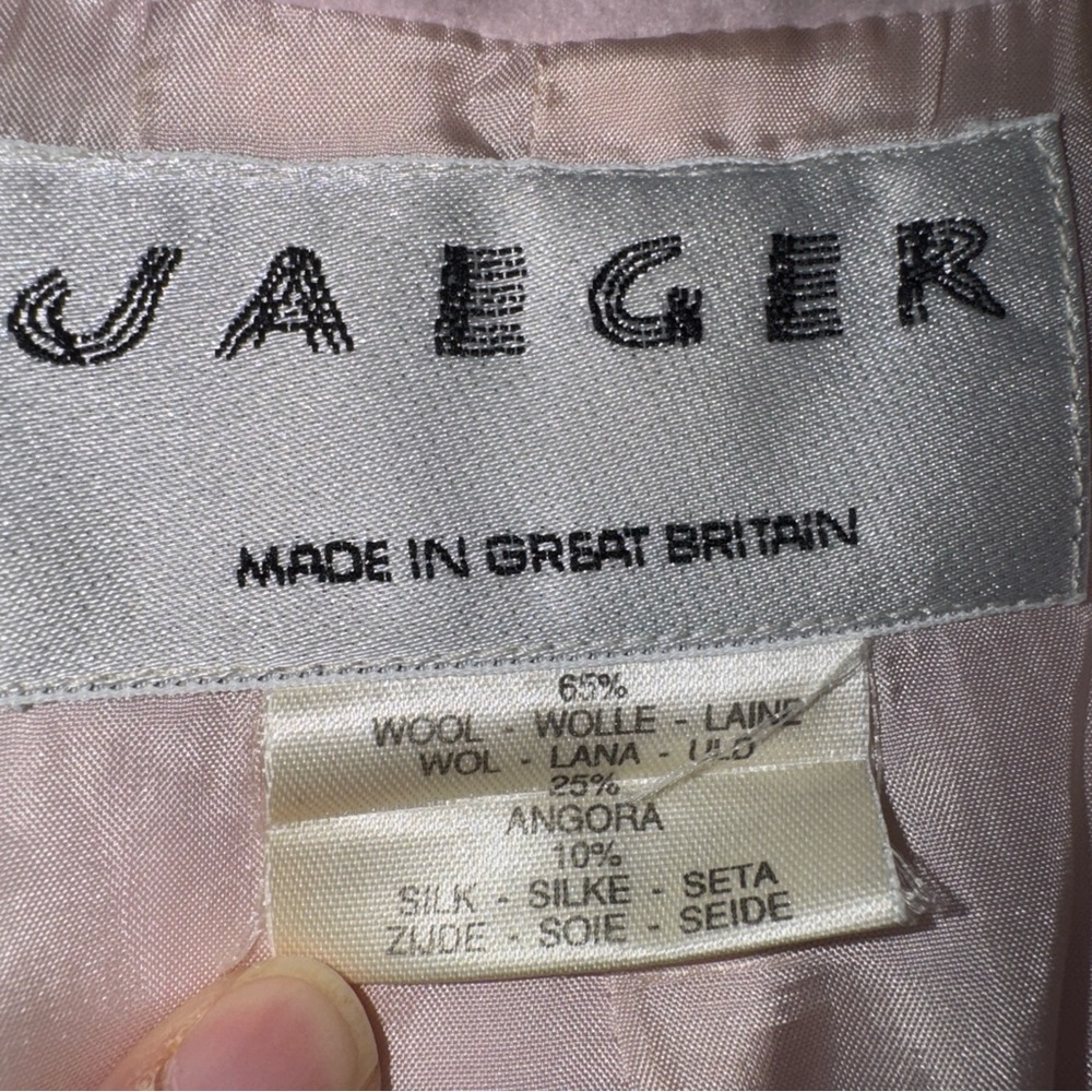 Jaegar Wool Silk Blend Pink 2 pc Skirt Suit Womens 10 Vintage British Luxury - Picture 8 of 16